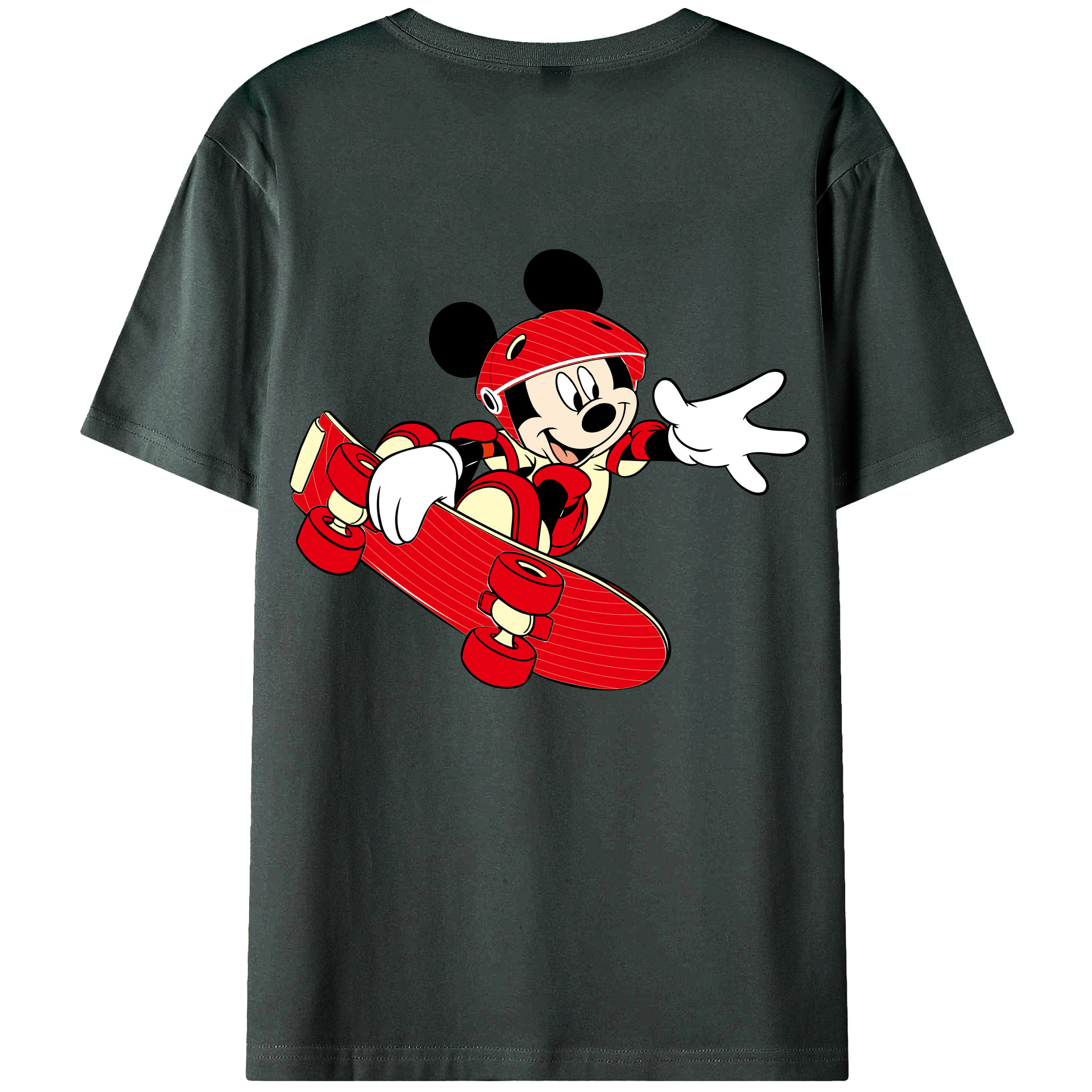 ミッキーマウス Mickey Mouse 綿100％ メンズ半袖Tシャツ（バックプリント） 通気性